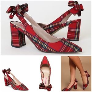 Betsey Johnson Cella Red Plaid Heels